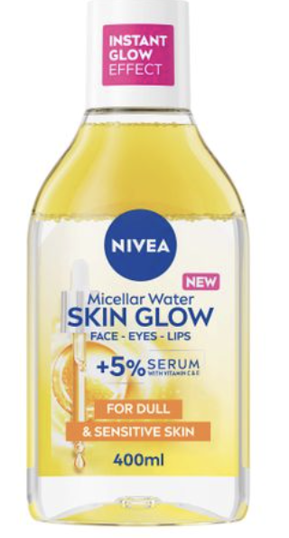 NIVEA Skin Glow Serum-Infused Micellar Face Cleansing Water, 400ml.